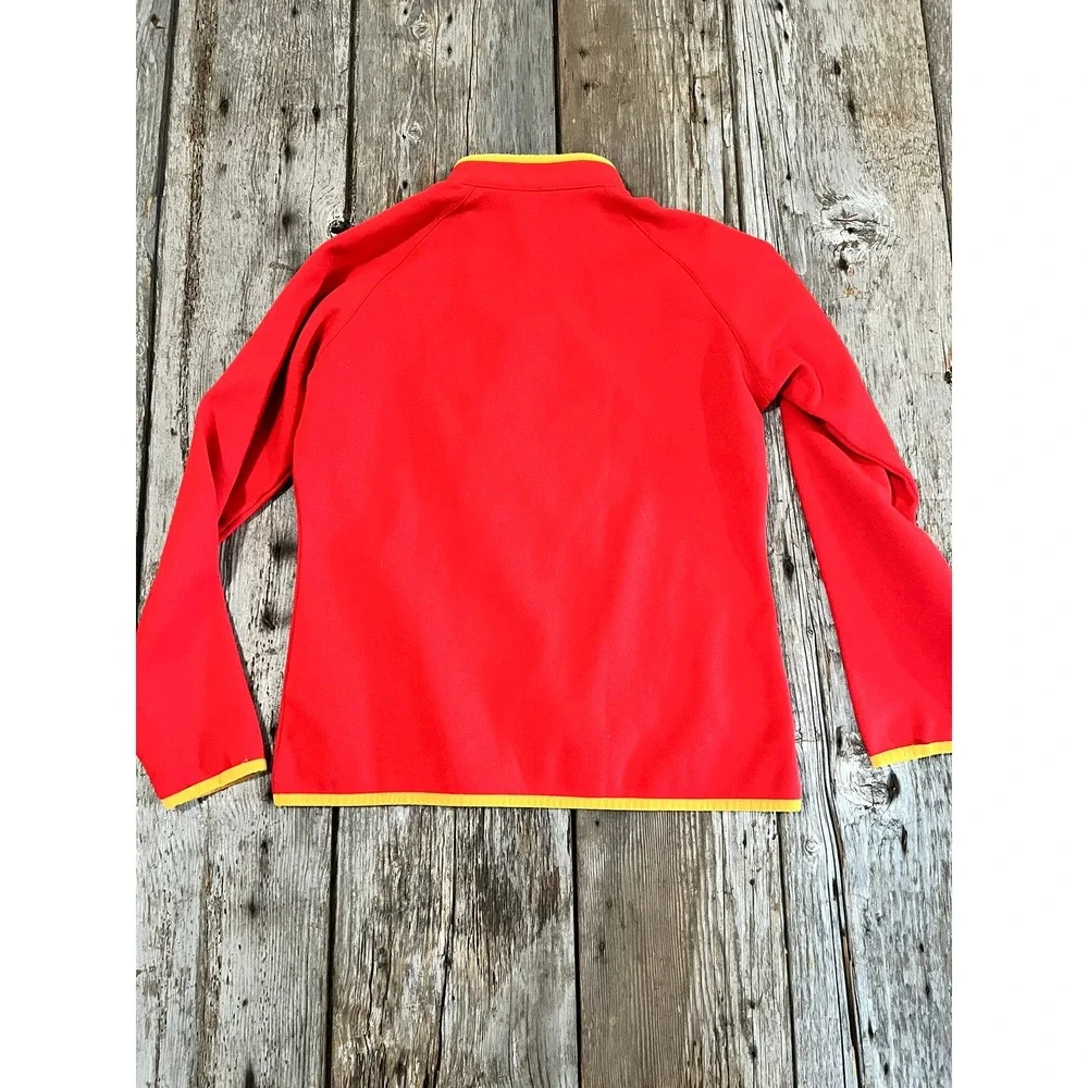 Karrimor Mens Red Quarter Zip Fleece Pullover Jacket Yellow Trim Size S